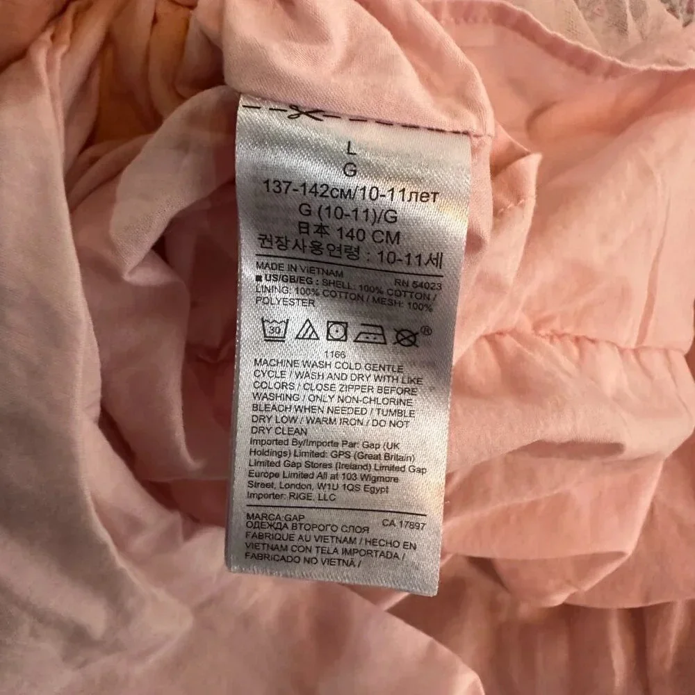 Gap Kids Little Girl's Drop Waist Floral Pink Dress w/ Tulle Slip Size L